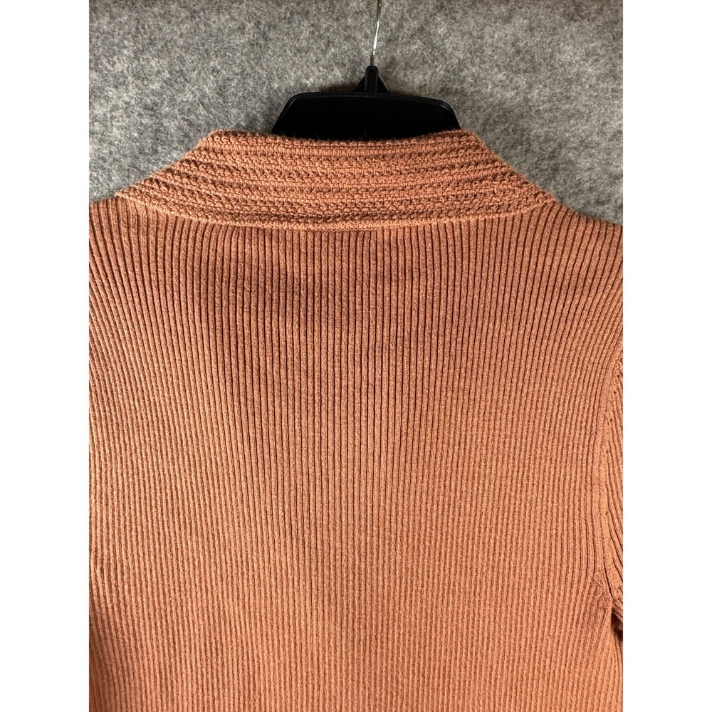 Loft Outlet Womens Medium Ribbed Polo Sweater Short Sleeve V-Neck R Terracotta - Picture 12 of 13